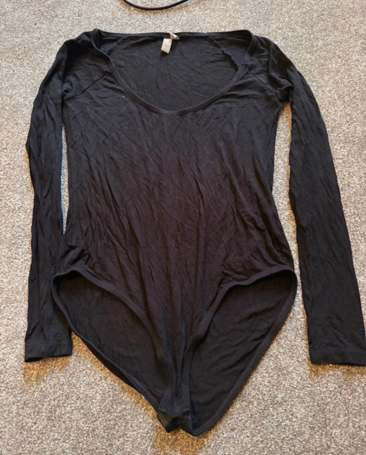 ASOS Black Scoop Neck Long Sleeve Bodysuit Size 10