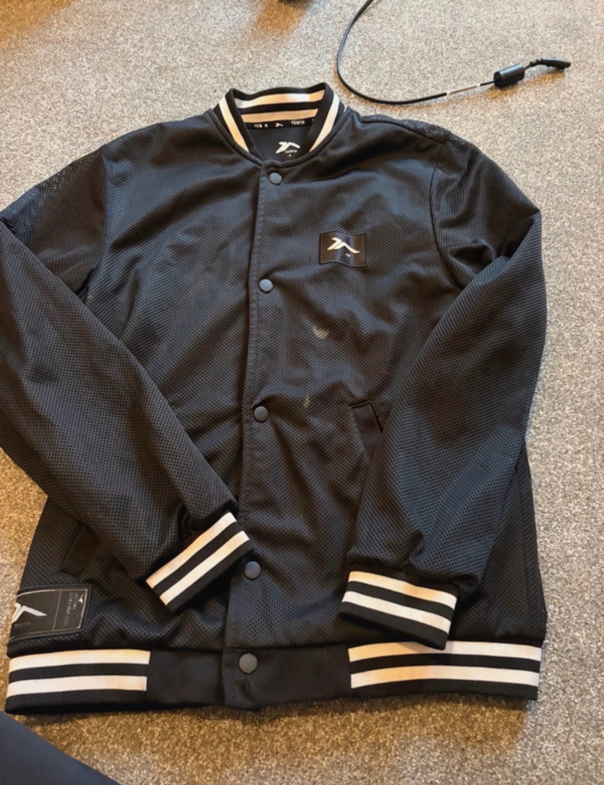 Tenth Black Mesh Bomber Varsity Jacket Size XS