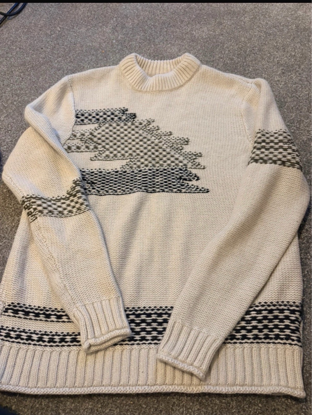 Only & Sons Cream Patterned Knit Jumper Size M