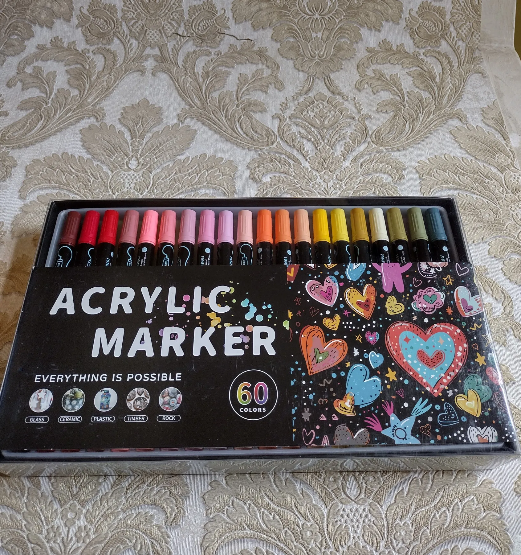 🎨 60 Colour Acrylic Paint Marker Pen Set – Brand New – Multi Surface Art Pens