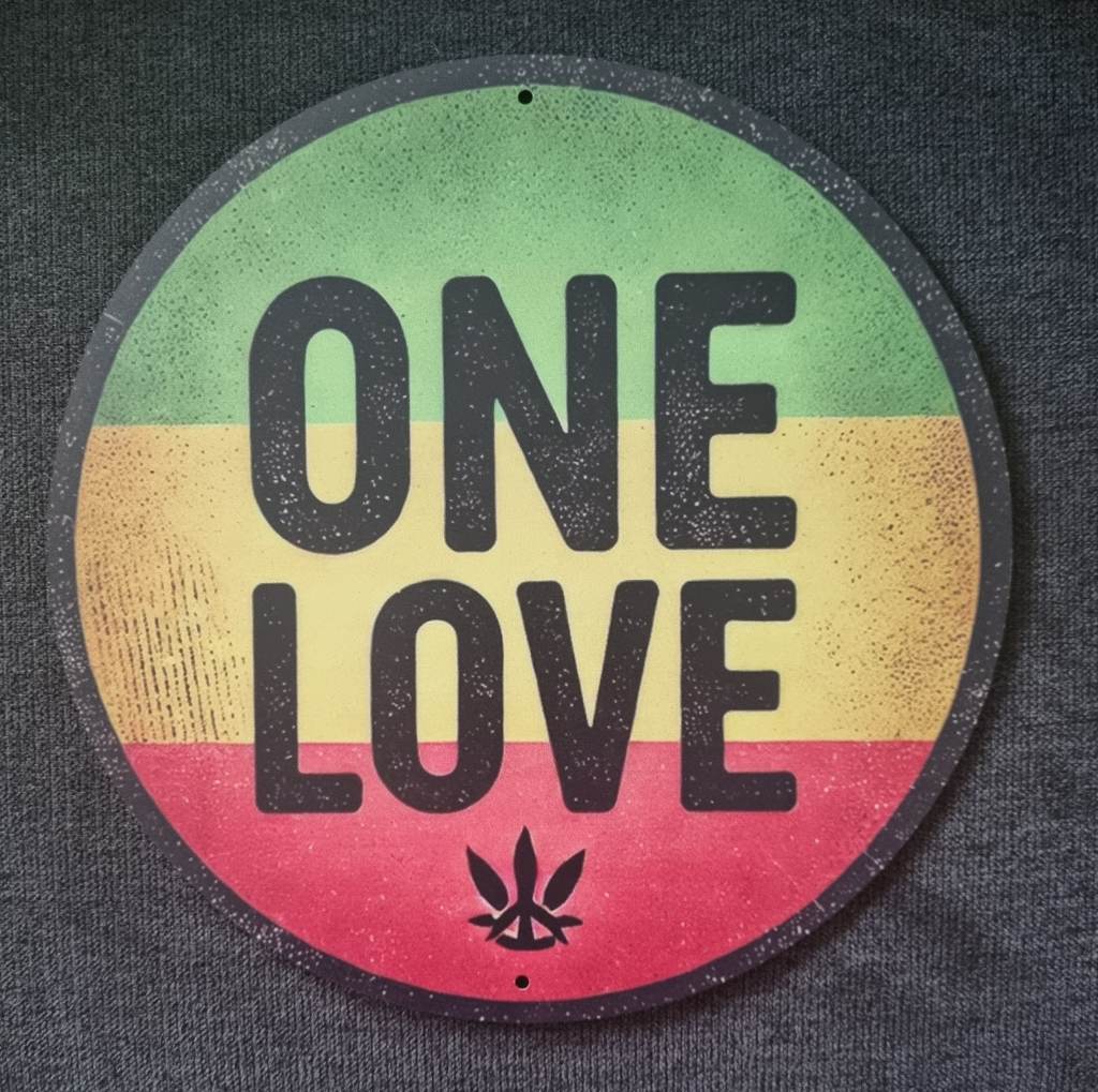 One Love Rasta Metal Sign
