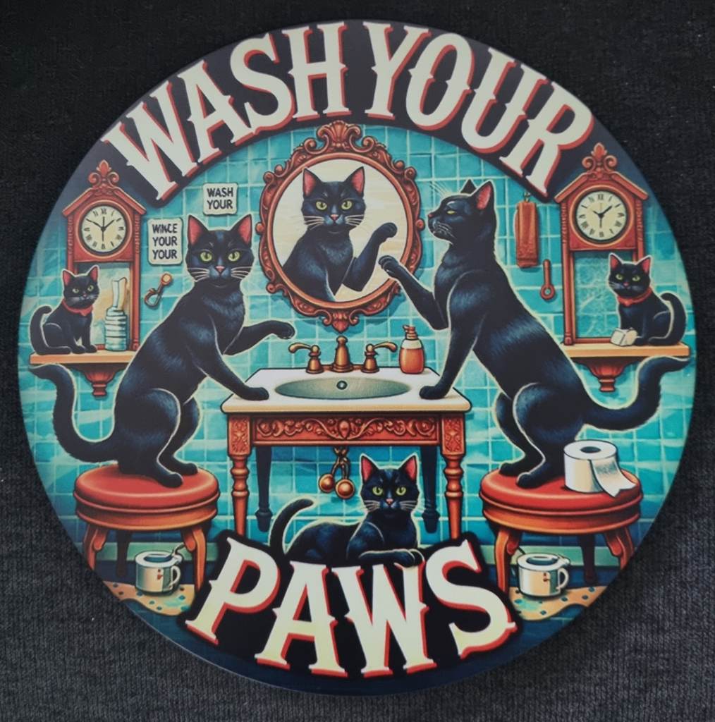 Black Cat Bathroom Sign