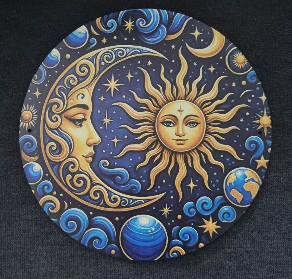 Celestial Sun & Moon Metal Sign