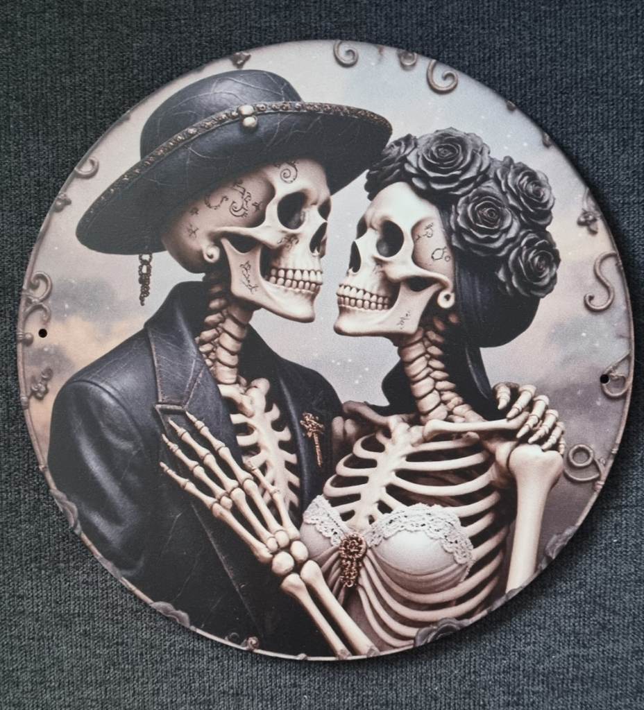 Gothic Skeleton Metal Sign