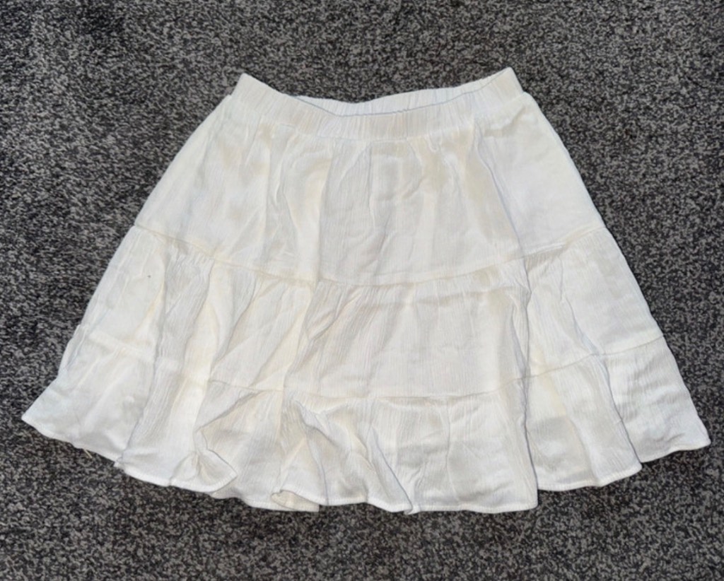 Primark Size 4 White Ruffle Skirt - Tiered Flowy Summer Mini Skirt