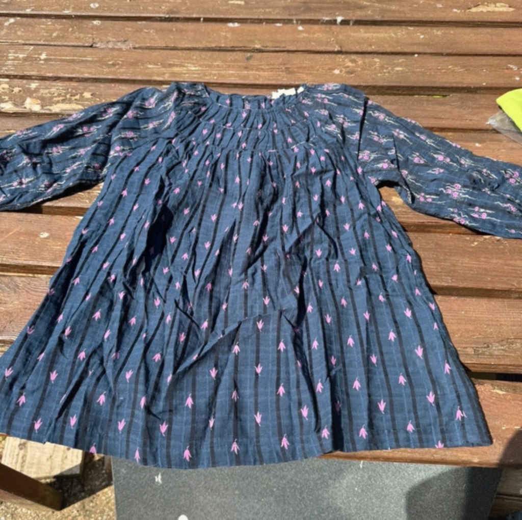 Fat face blue/pink frilly blouse. Size 10