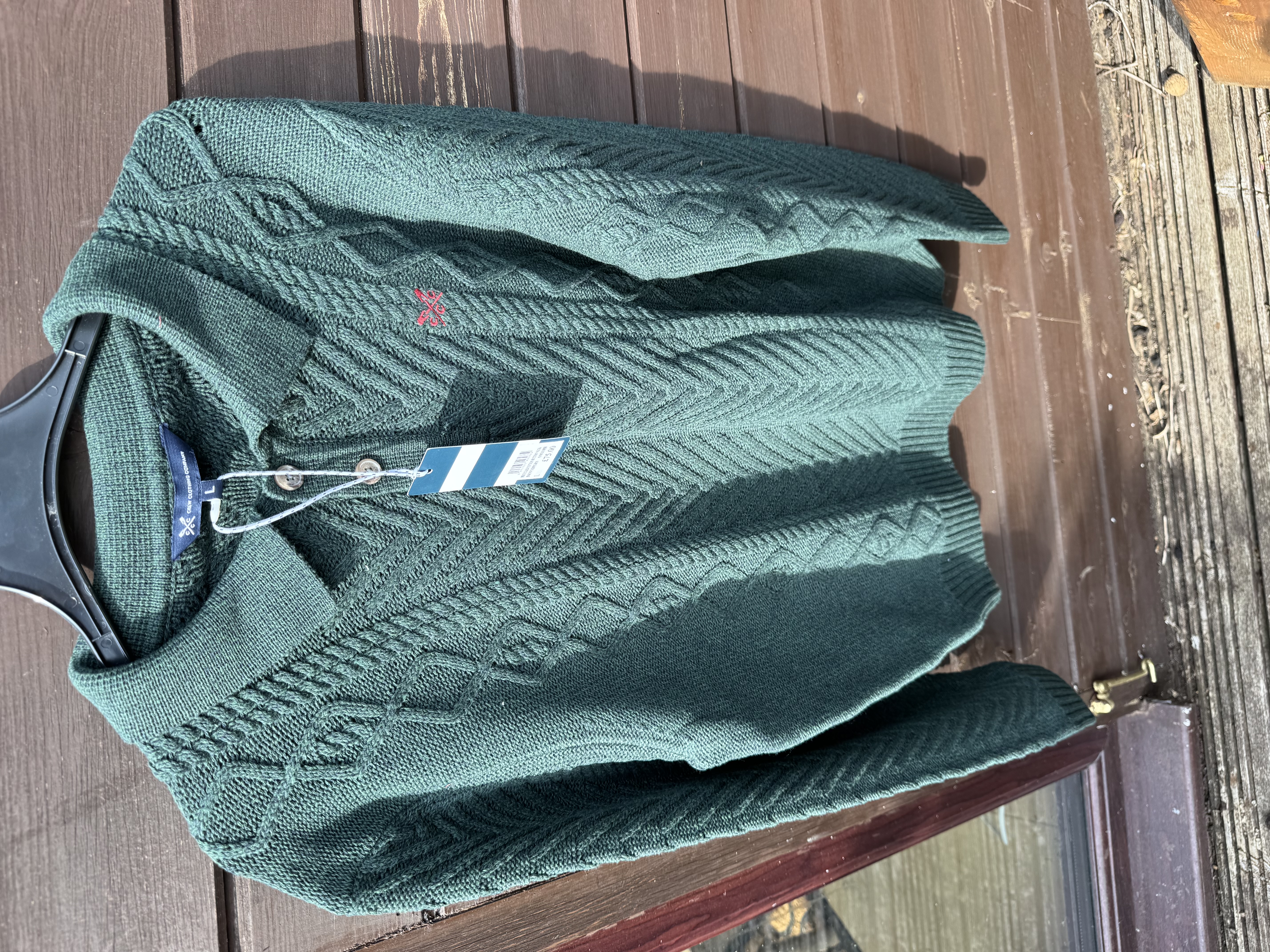 Men’s crew clothing green sweater. Size L