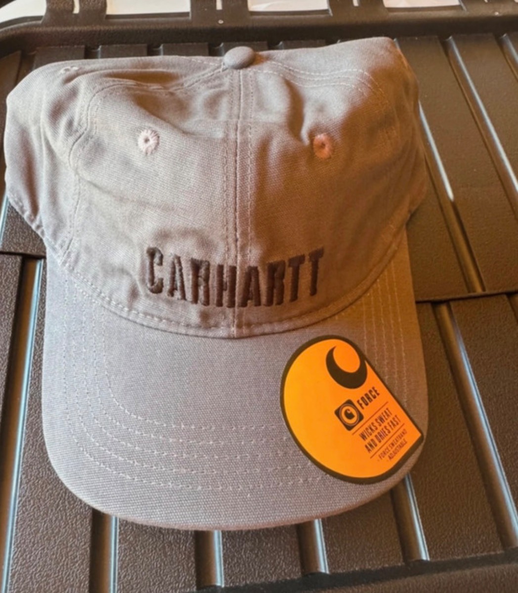 Carhartt grey cap with embroidered Carhartt. One size