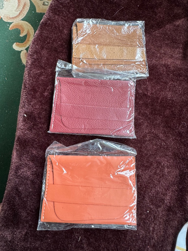 3 leather wallets with slots for plastic cards etc. brand new