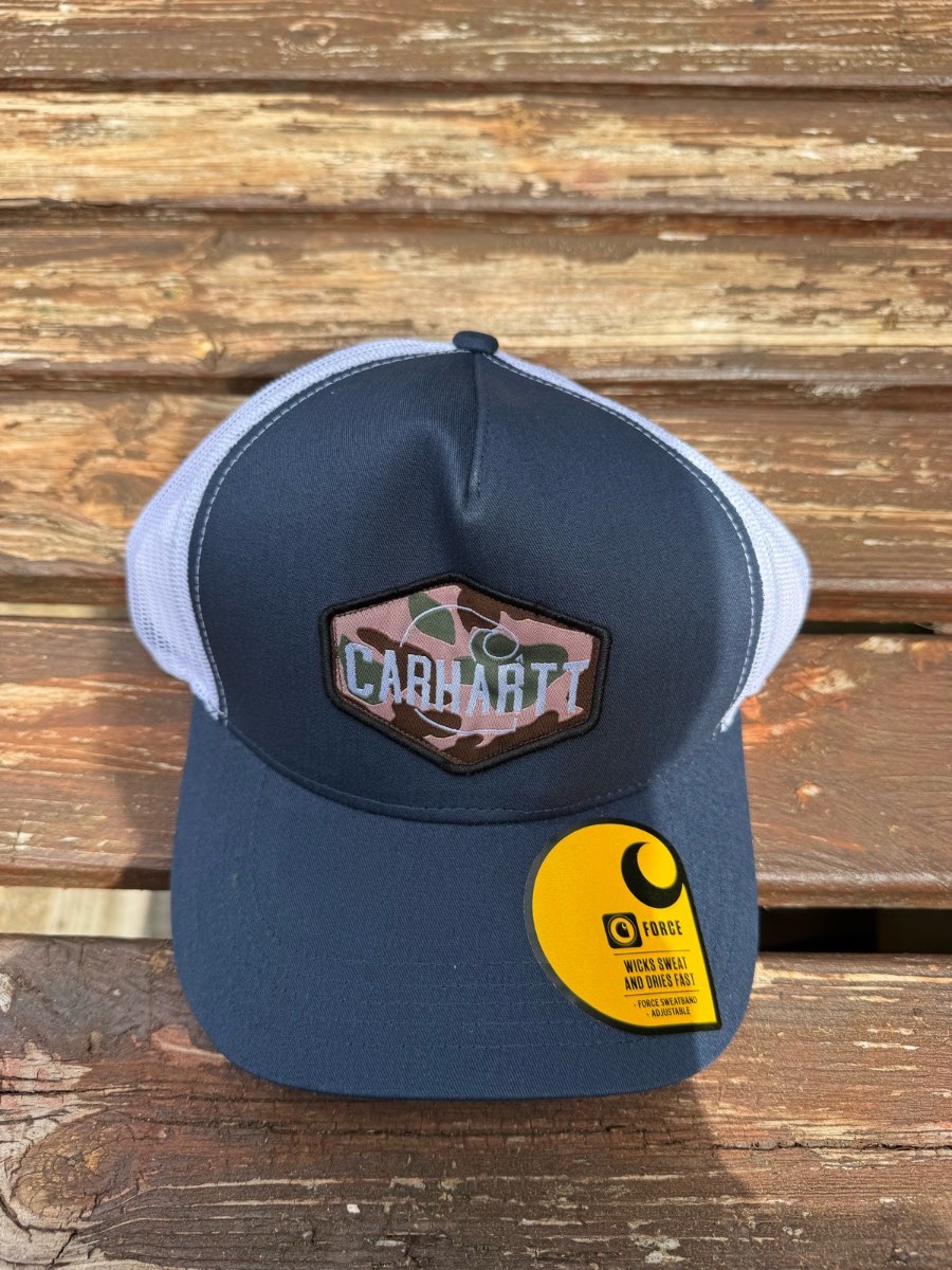 Carhartt unisex navy cap with logo on top. One size