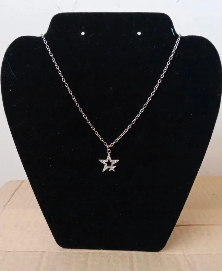 rhinestone double star pendant necklace.