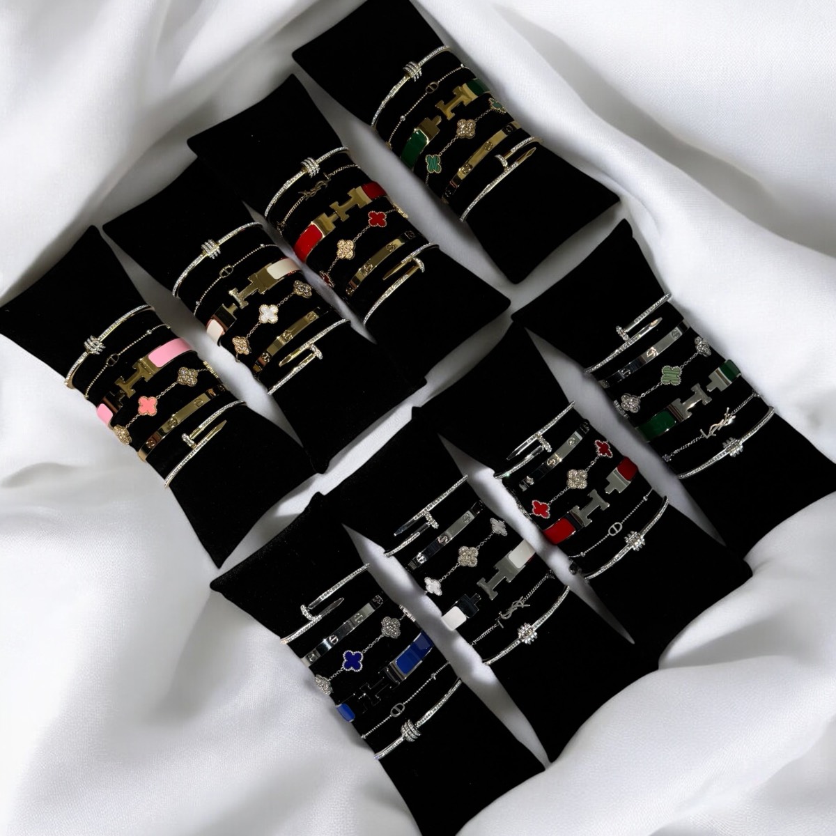 Luxury Stainless Steel Bracelet Stack – Gold & Silver/New