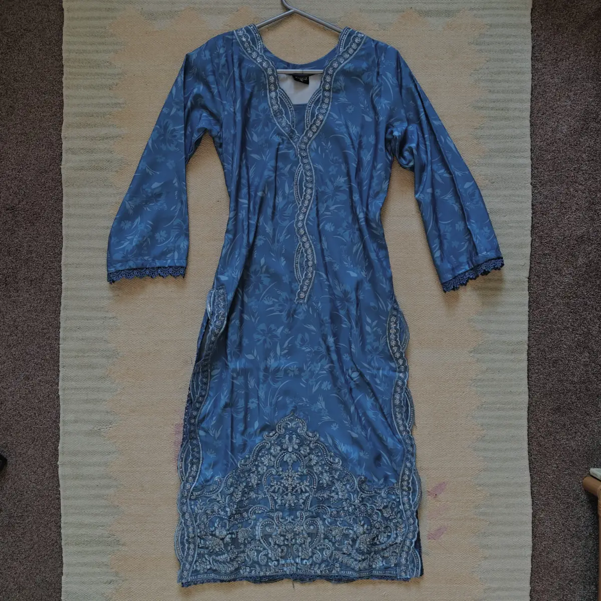 Icy blue embroidered floral ethnic dress Salwar Kameez BNWT Size 8 S Whimsygoth