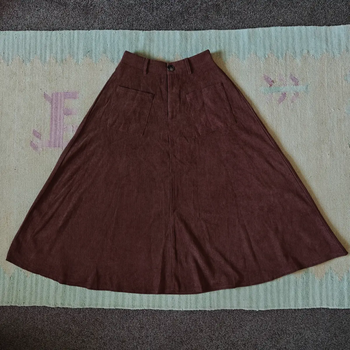 Chique & elegant midi corduroy Swing Skirt vintage style