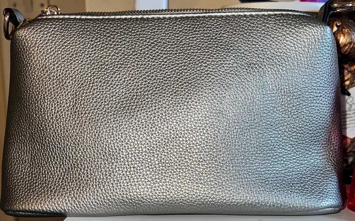 Triple Zip Dark Silver Crossbody Bag Brand New