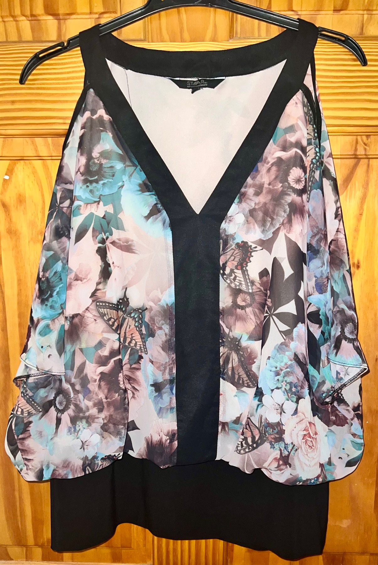 Star by Julian McDonald cold shoulder batwing bubble top size 14 Bnwot