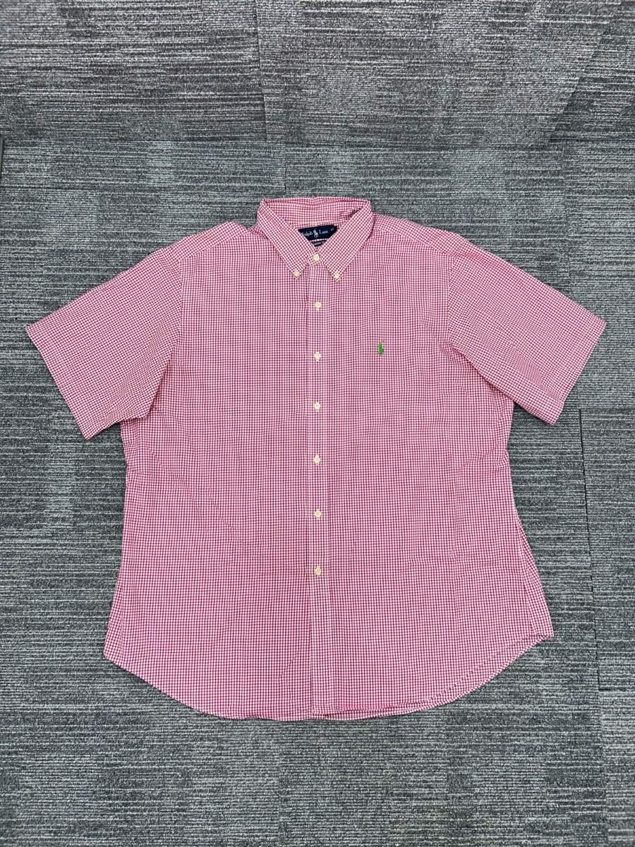 Vintage label Ralph Lauren pink and white checkered gingham short sleeve summer shirt