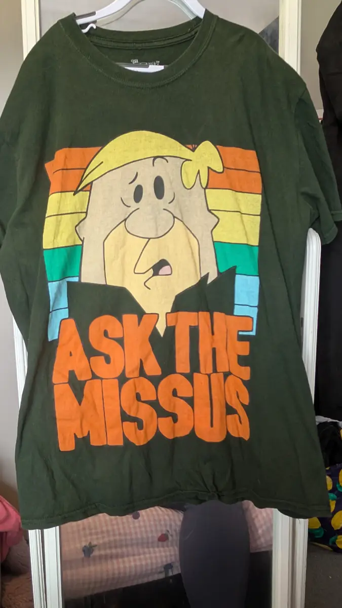 Ask the missus green mens t-shirt size xl