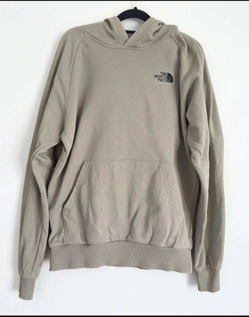 The North Face Men's Beige Pullover Hooded Fleece Hoodie Logo Pockets L