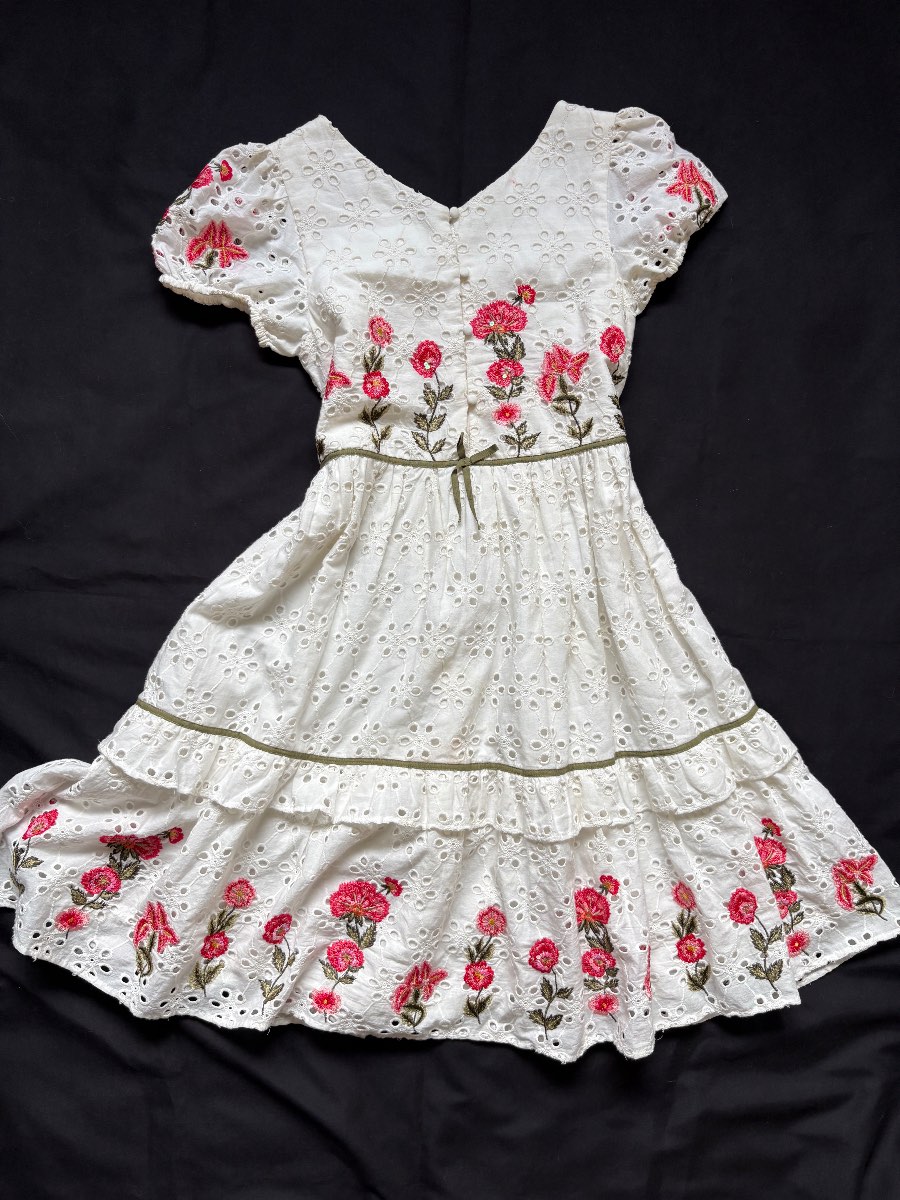Beautiful monsoon 100% cotton lace dress 12-13years