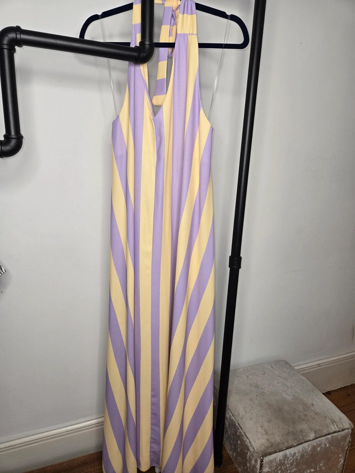 striped halter maxi dress oversized