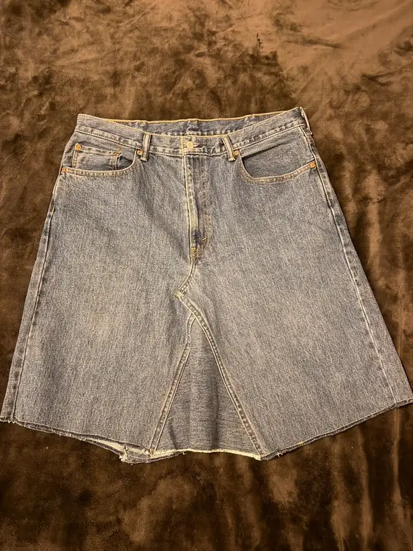 Levi's 505 Denim Skirt Waist 38" Blue Wash Plus Size Vintage Style