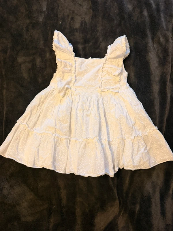 Girls White Broderie Frill Dress | Summer Occasion Dress | 12-18 Months
