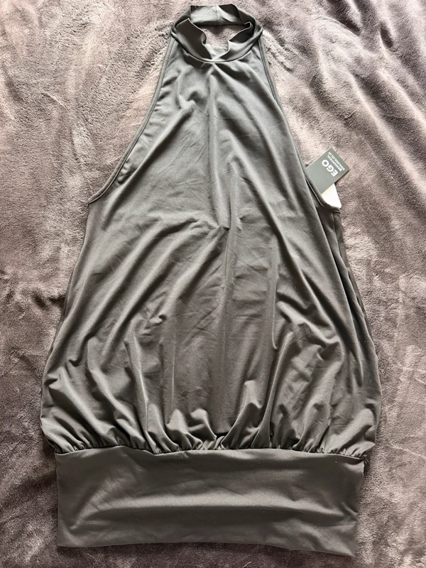 EGO Brand New Black Halterneck Open Back Mini Dress, size Small