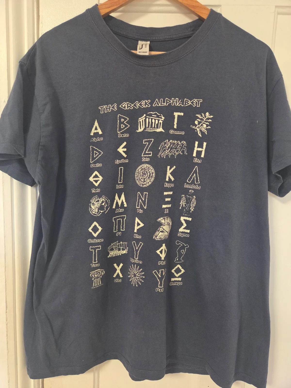 Navy Greek Alphabet Graphic T-Shirt SOL'S Souvenir Novelty Tee