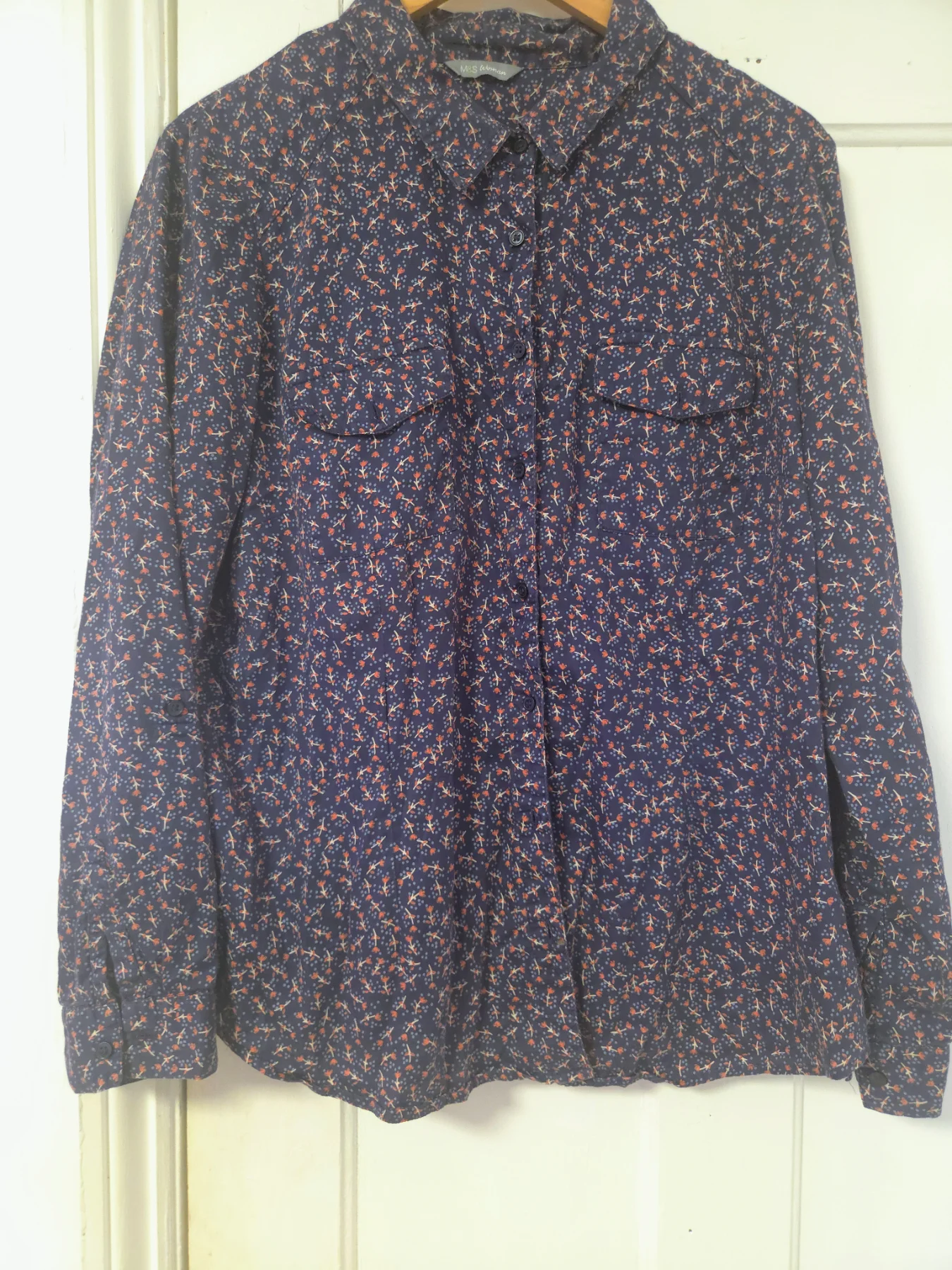 M&S Navy Floral Blouse UK 18 — Great Condition