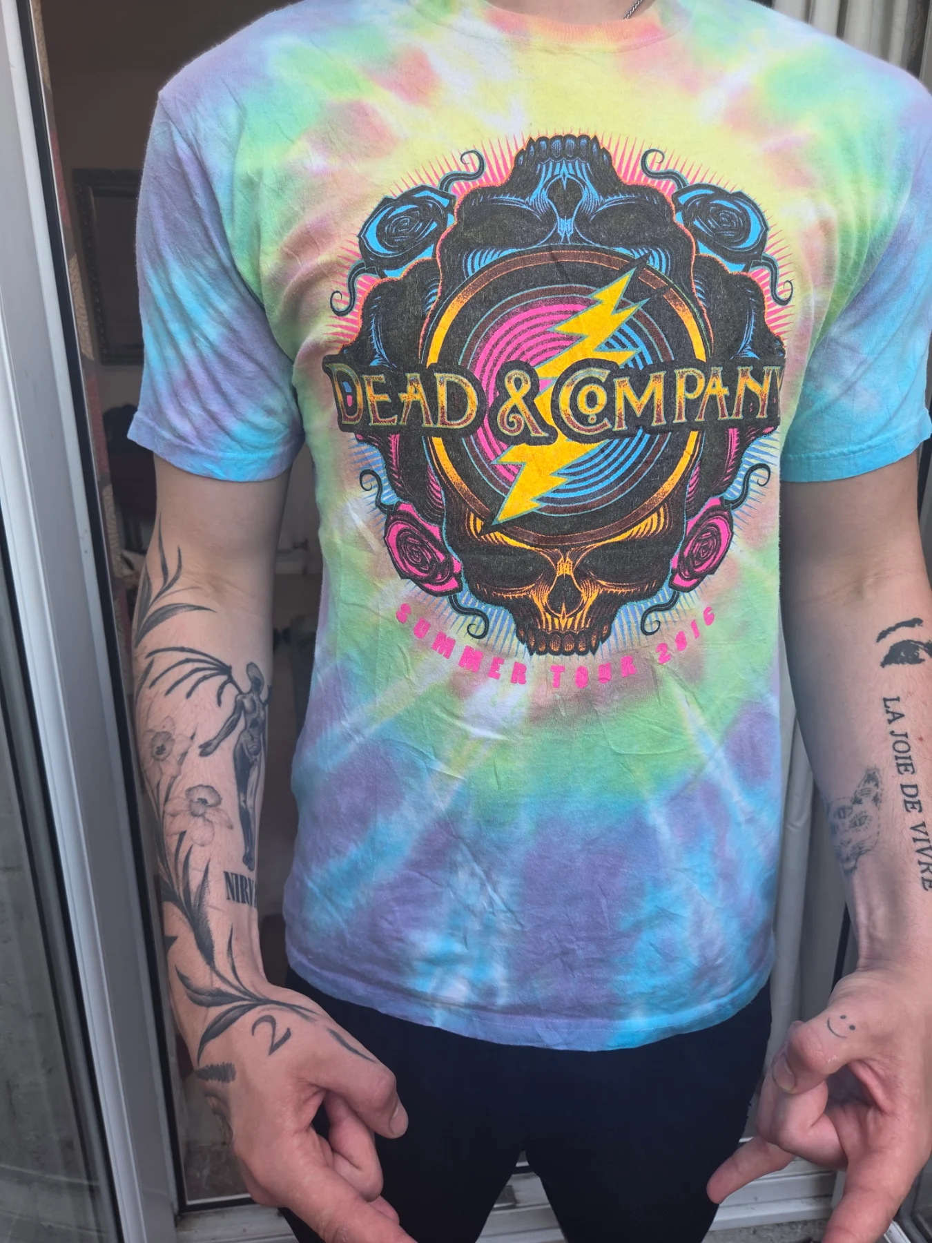 Dead & Company Summer Tour 2016 pastel tie-dye graphic T-shirt.