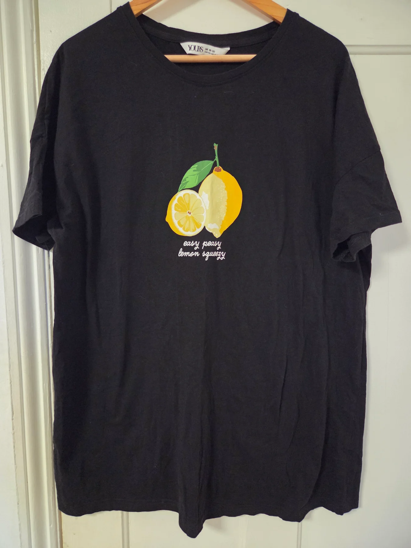 Yours Clothing Black Lemon Graphic Slogan T-Shirt Plus Size