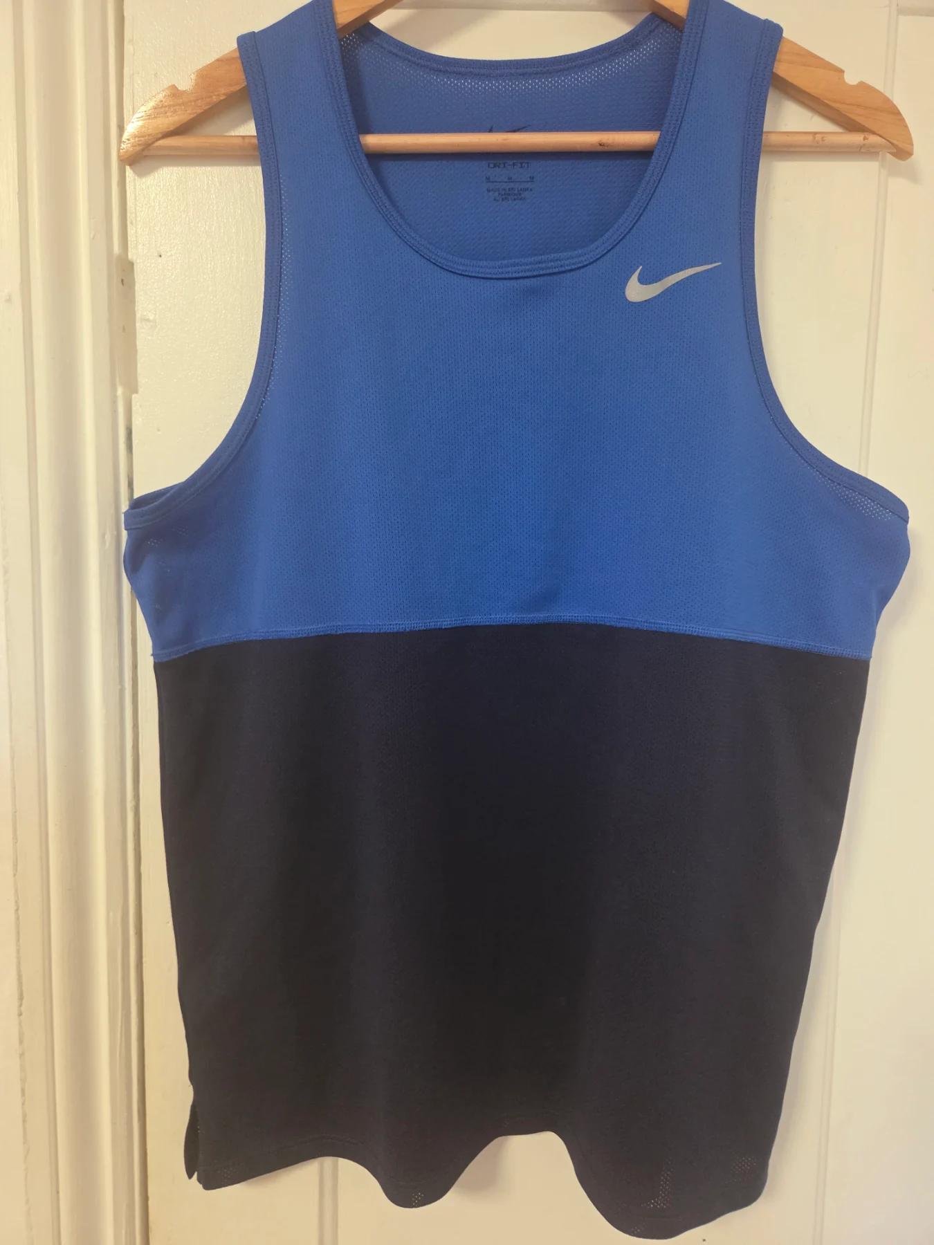 Nike Dri-FIT Running Vest Blue Navy Colourblock Swoosh Singlet
