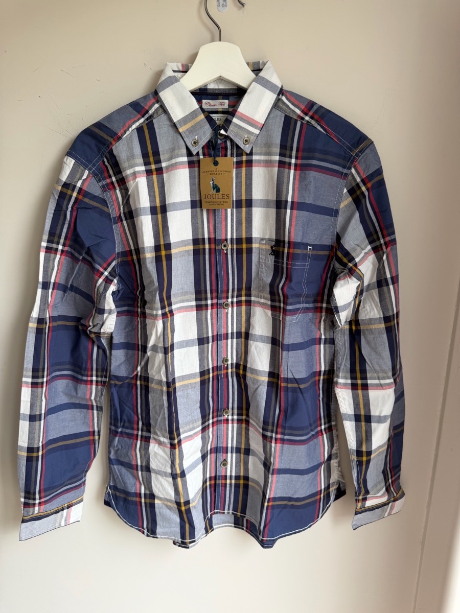 Joules Men’s Long Sleeved Checked Classic Fit Shirt Size Small