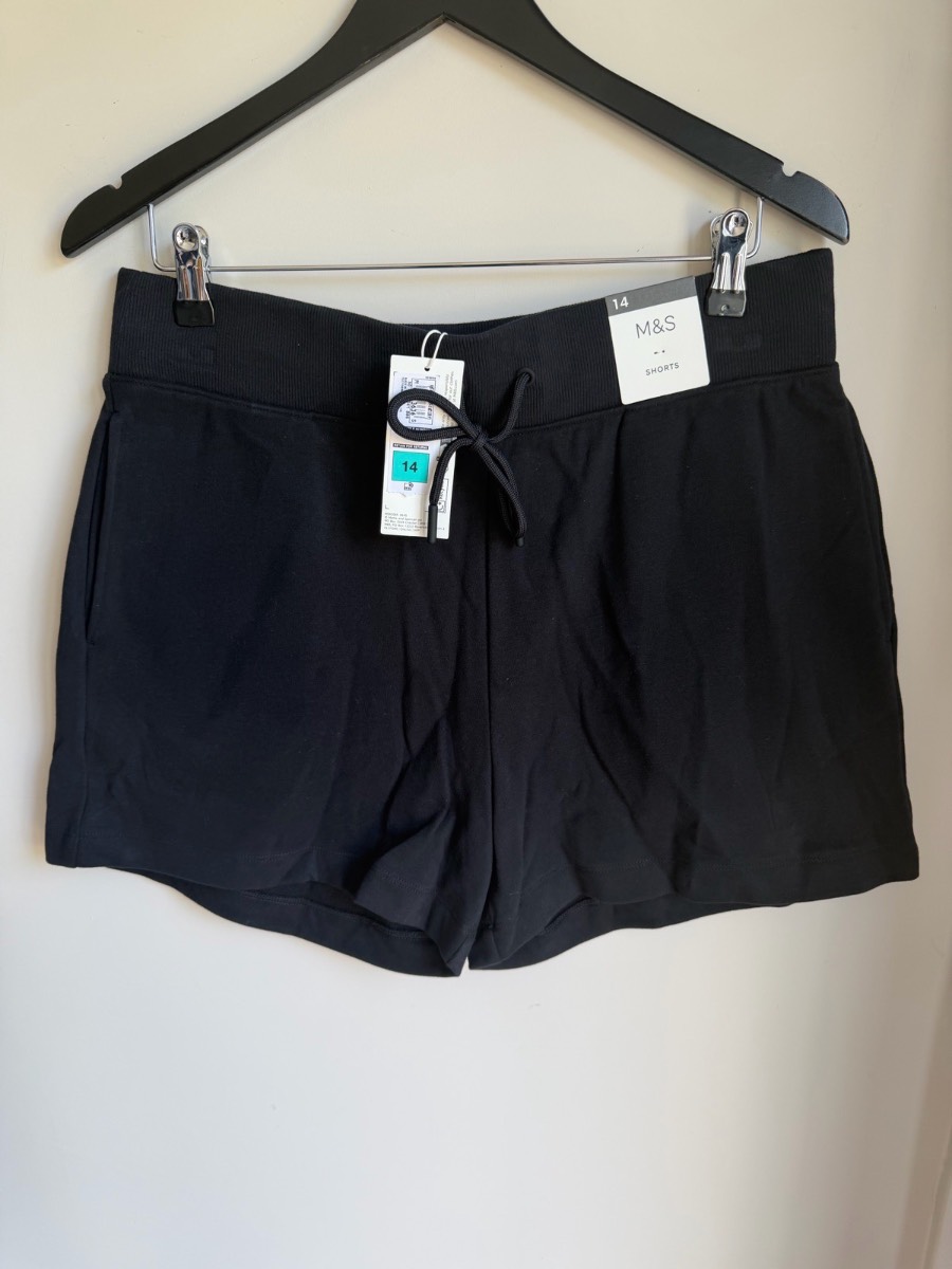 Marks & Spencer Women's Black cotton rich summer shorts size uk14