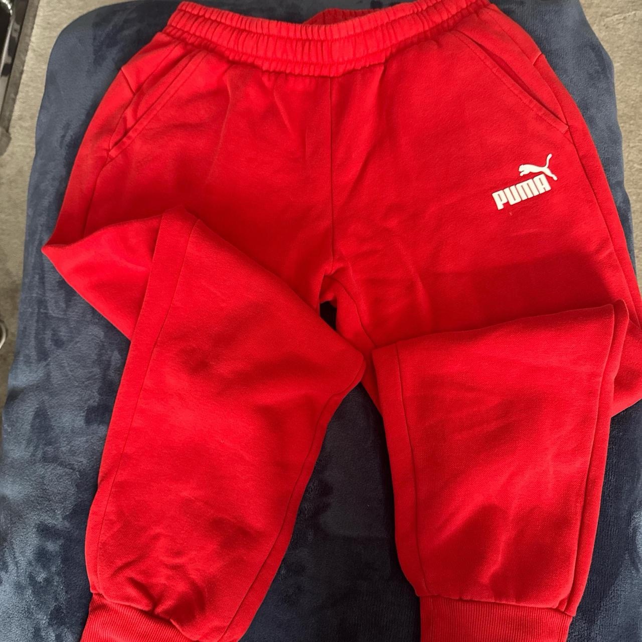 Puma Essentials Logo Fleece Joggers in Red - Size M