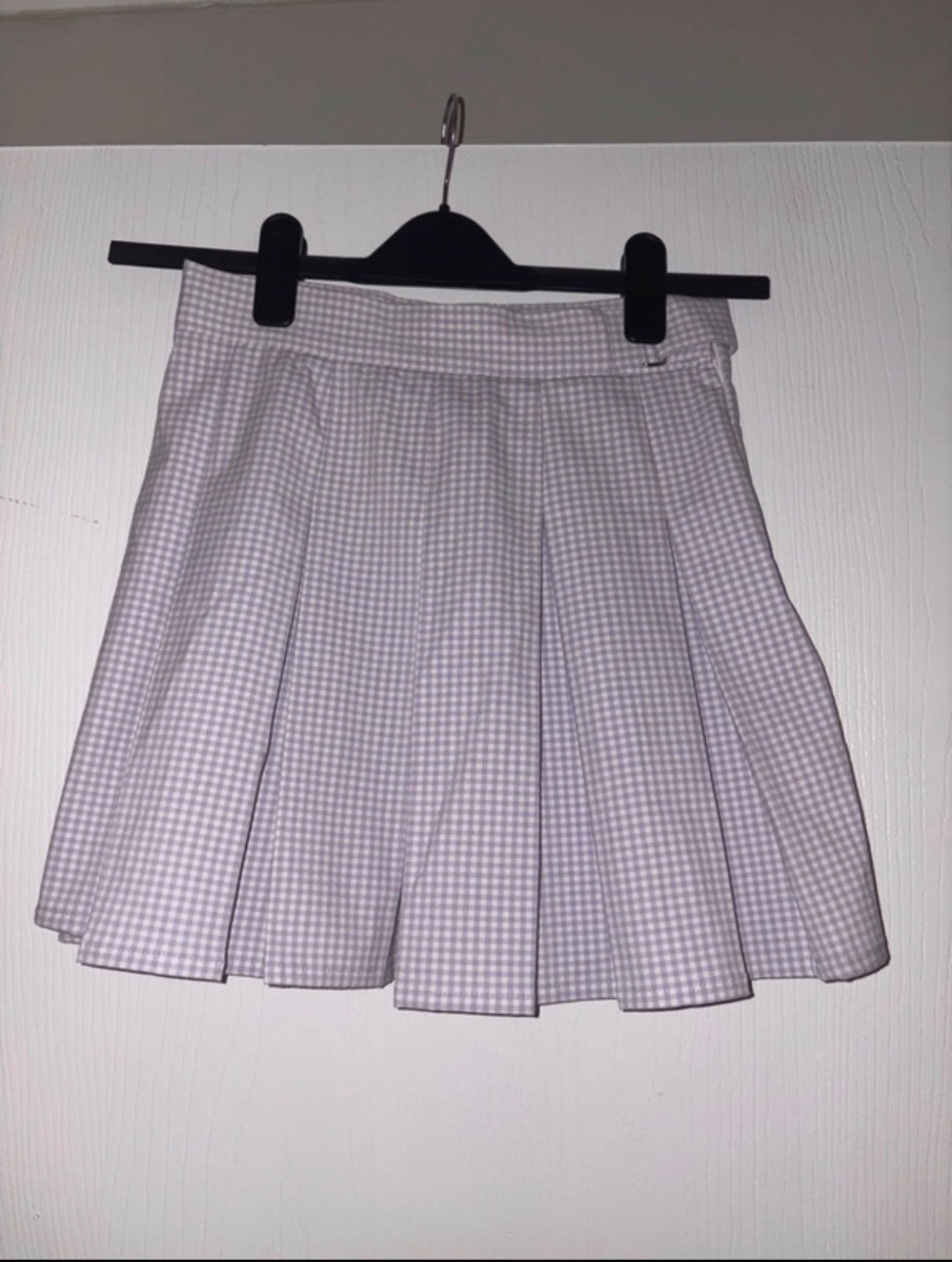 Pull and bear gingham purple tennis preppy skirt