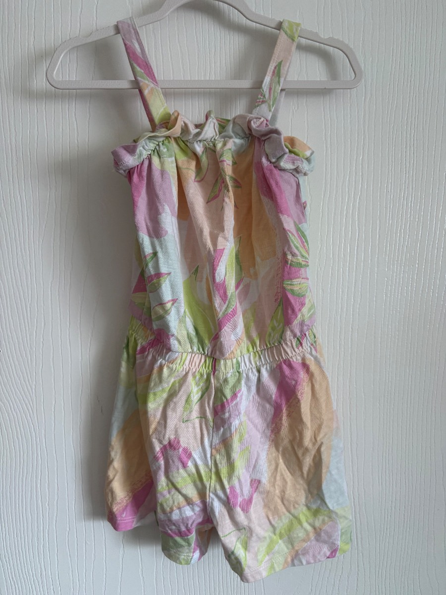 Tropical pastel sleeveless romper light weight girls