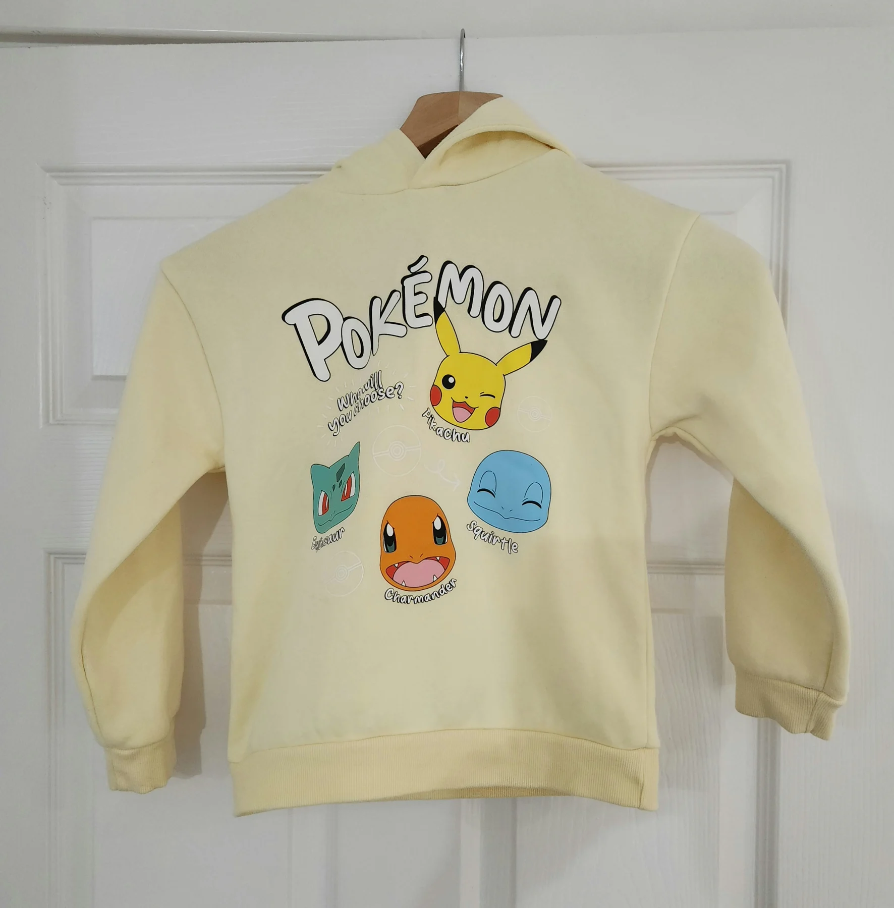 Kids Pokémon Hoodie Age 6-7 Years – Pale Yellow – New Unworn
