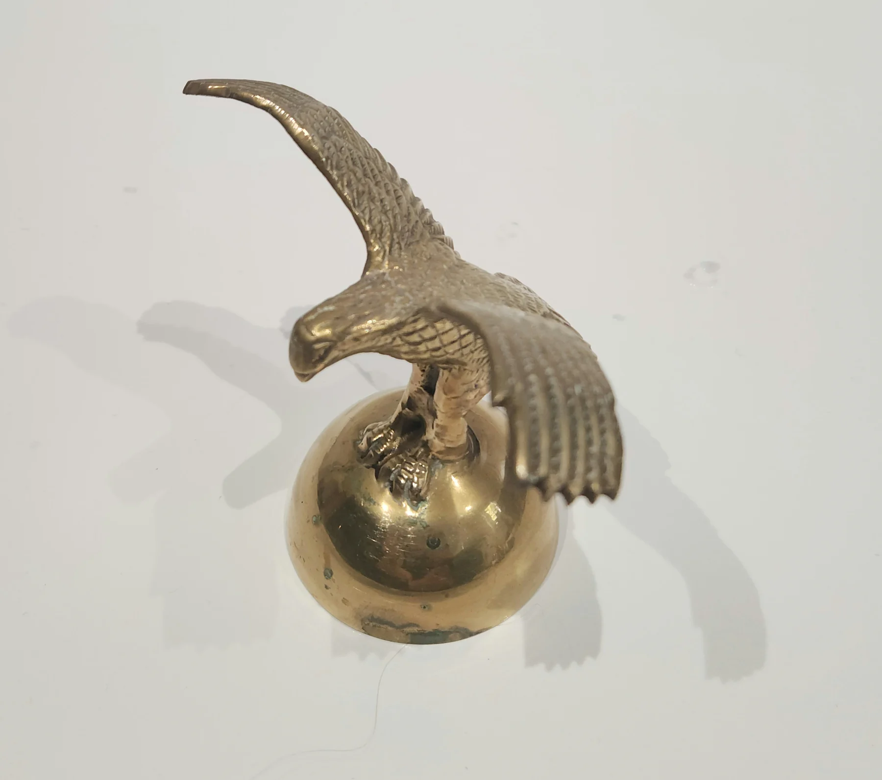 Large Solid Brass Eagle / Hawk – Heavy Vintage Figurine – Spread Wings