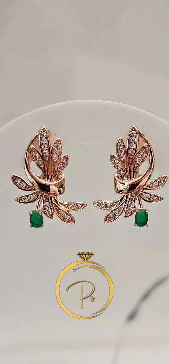 Earrings,plated real rose gold