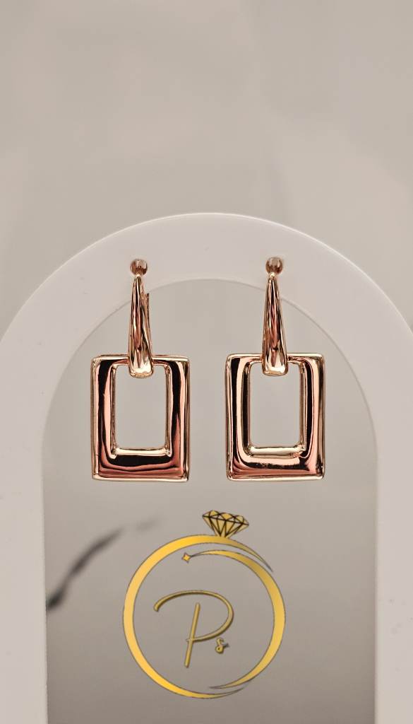 Rose gold plated earrings.Stamped
