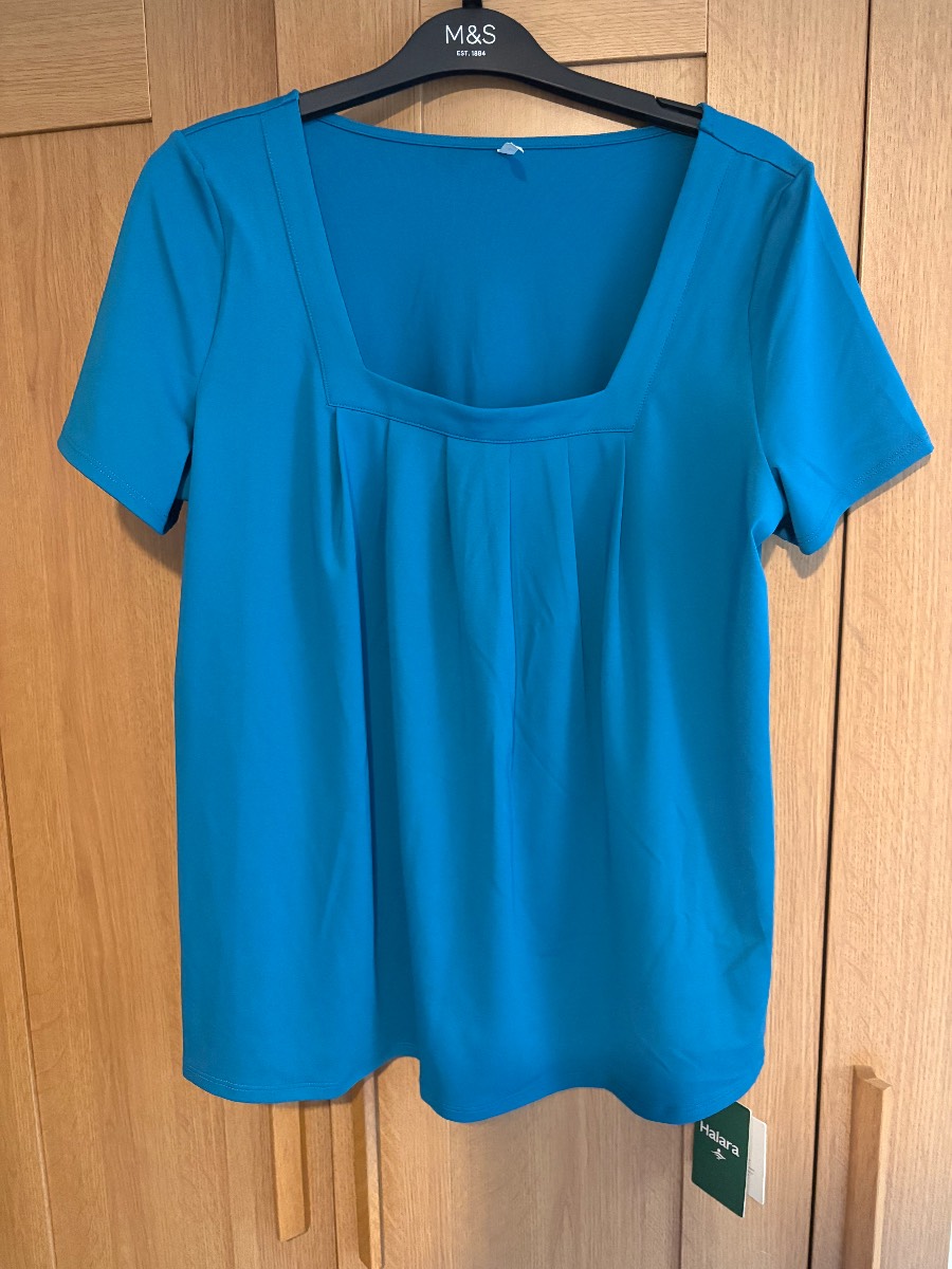 Halara square neck blue top UK M 12-14