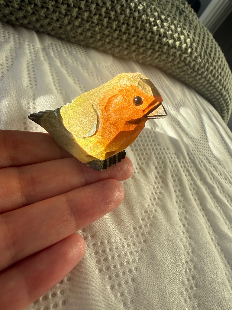 Hand carved wooden robin