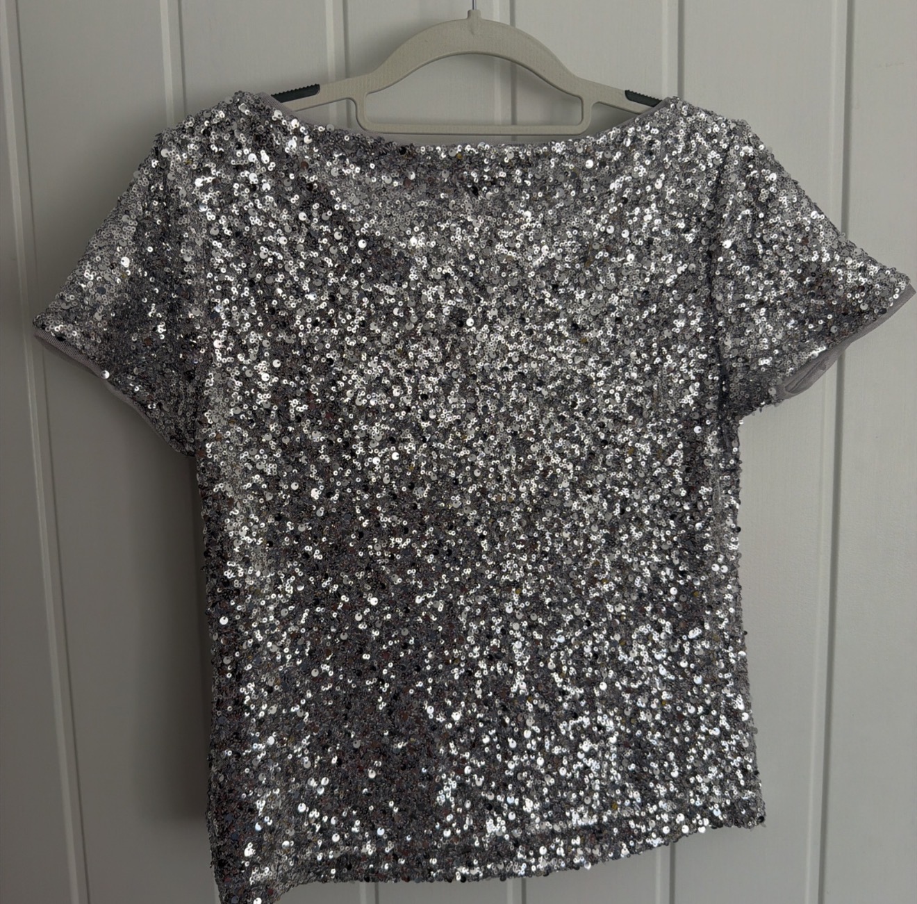 NEXT Womens Sequin Top Size UK 6 Recycled Polyester Sparkle Party Evening Blouse