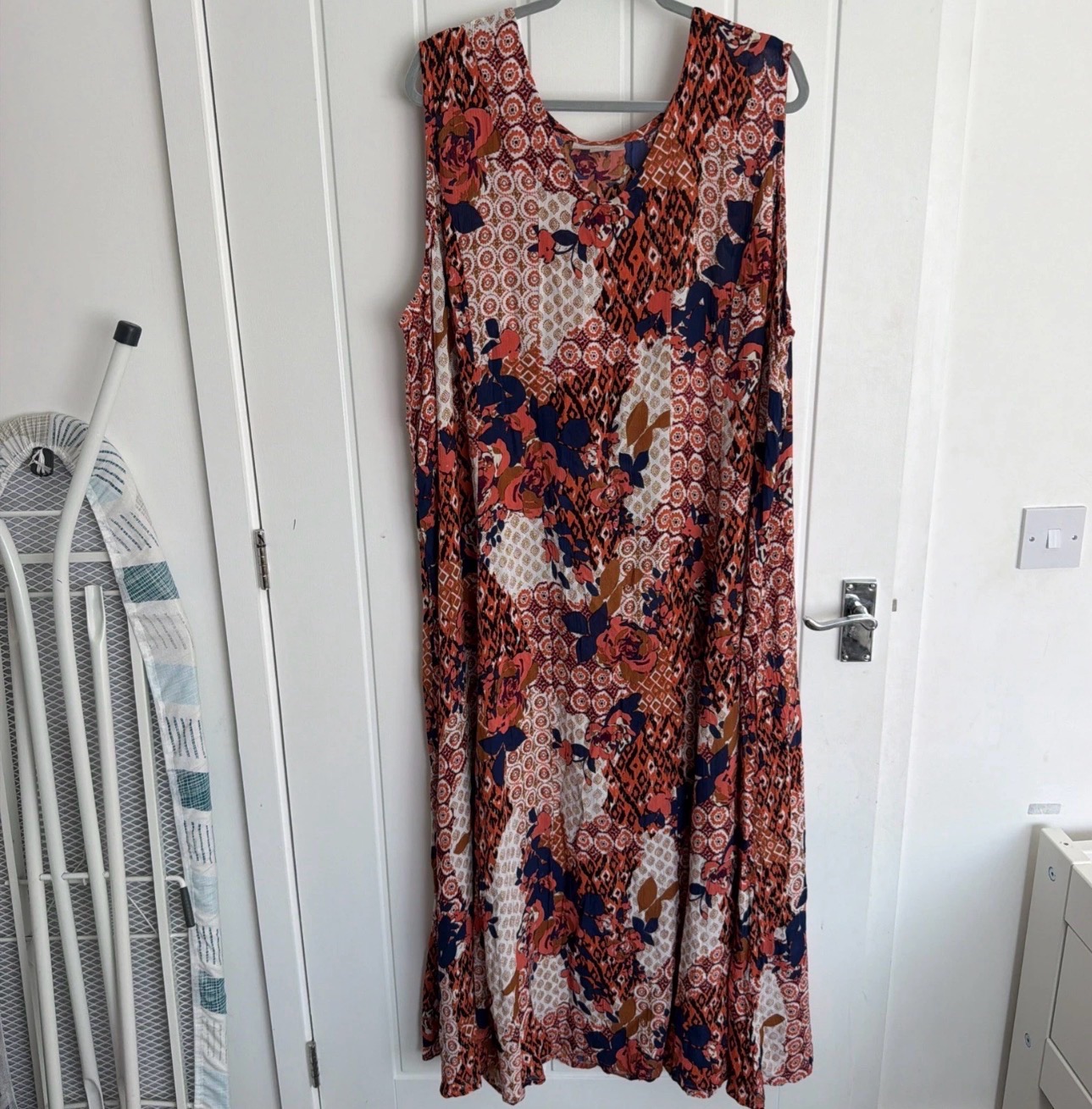 NWT Woman Within 4X (34-36) 100% Rayon Crinkle Maxi Dress India