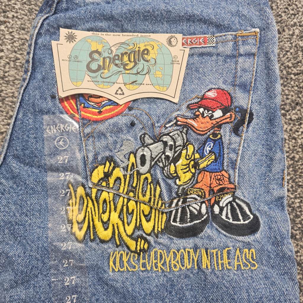 Energie Vintage Y2K Character Graphic Jeans - Blue Waist 26 Length 31 - 0262