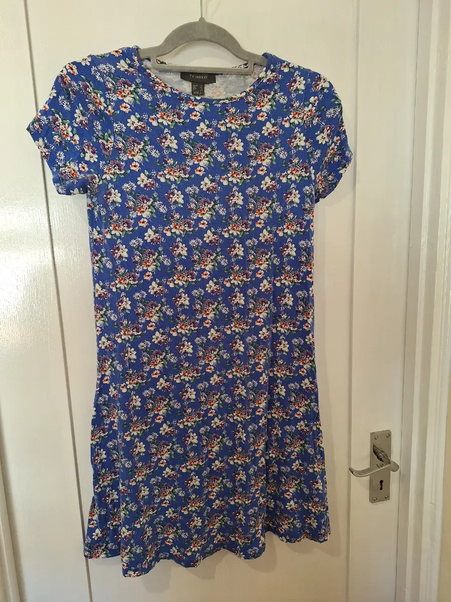 Blue floral skater style dress primark size 12