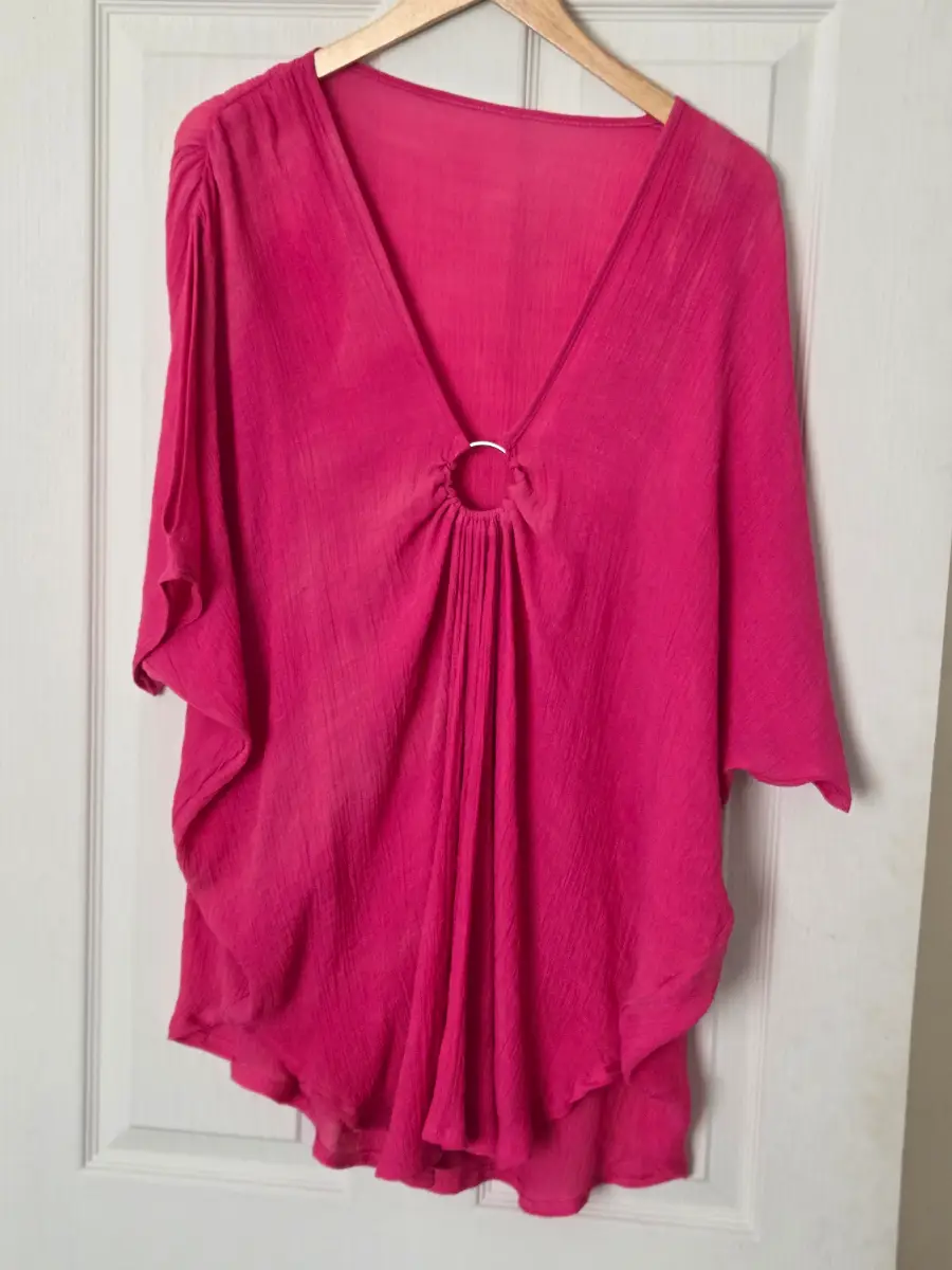 Womens Cold Shoulder Beach Cover Up Top Plus Size 18-20 Pink