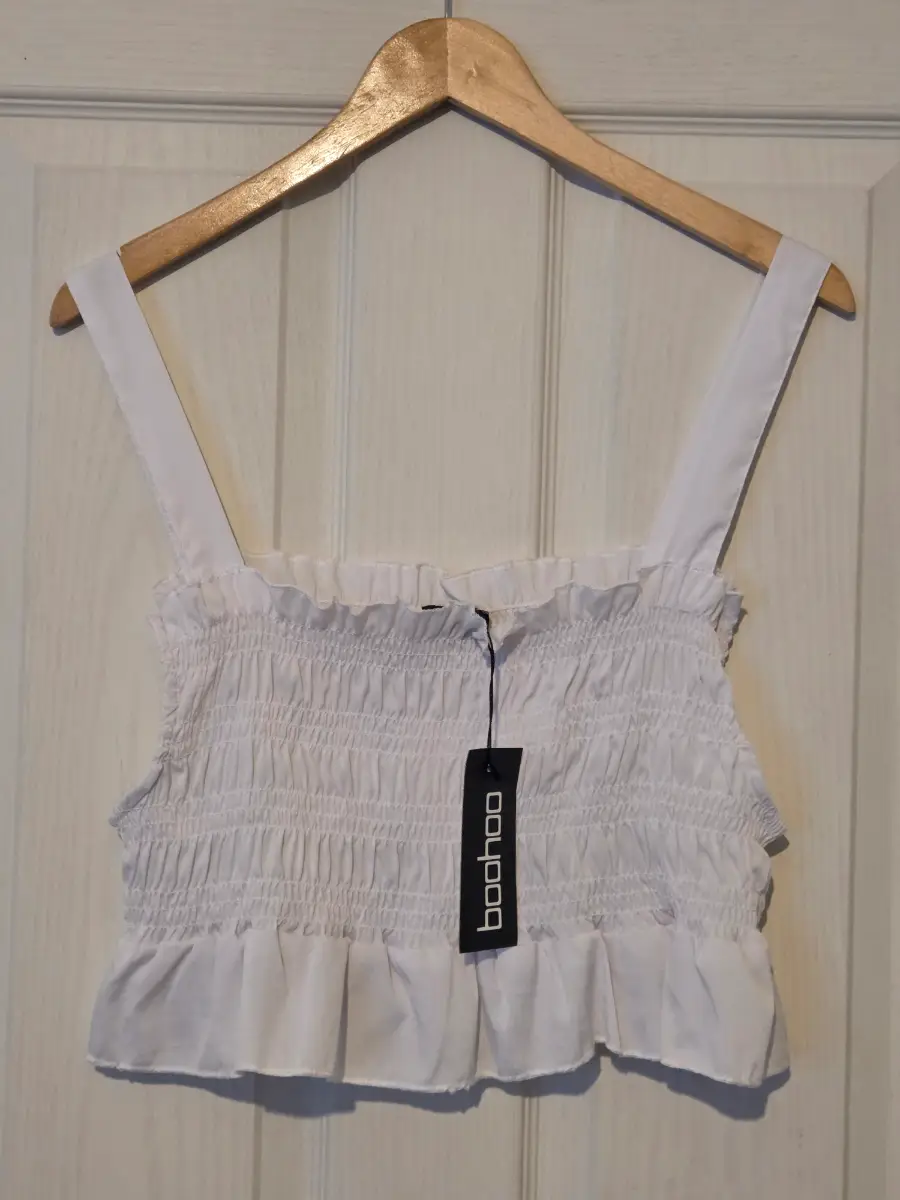 New Womens Boohoo Shirred Ruched Frilly Top Plus Size 18